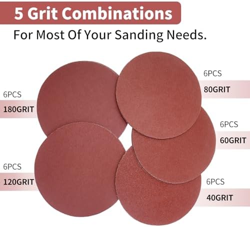 30 Pack 10 Inch Sanding Discs, Hook and Loop No-Hole Sandpaper