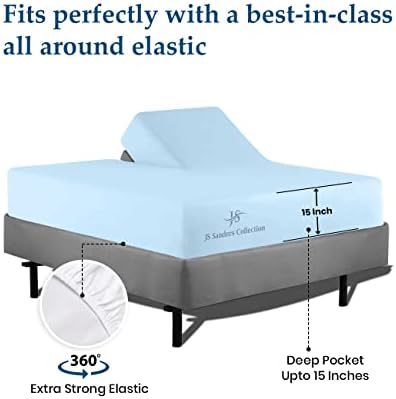 JS Sanders Collection Split Head Sheet Set Cal. King Size,Light Blue