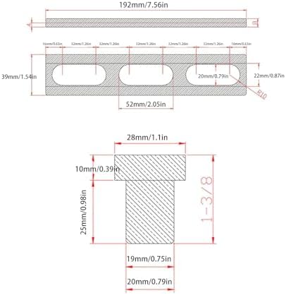Bench Dog Set Aluminium Alloy High Strength Woodworking Planing Stop Board for Milling Cutting Grinding, Versatile Clamping Device, Secure Fixation, Precise Size, Anodized (20mm)