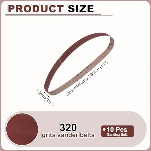 HARFINGTON 3/8 x 13 Inch Sanding Belts, 10 Pcs 320 Grits Aluminum Oxide