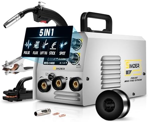 SSimder 5 in 1 MIG Welder, 140A Pulse Spot Dual Voltage Portable