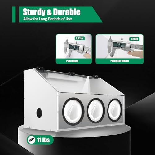 3-Hole Grinding Dust Box, Fully Enclosed Table Grinding Table Polisher with Fan and LED Lamp, Electric Sandblasting Cabinet for Carving, Cutting, Drilling, Polishing