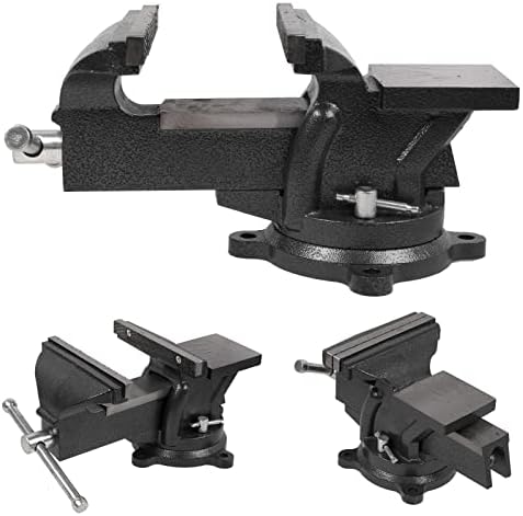 Bench Vise Heavy Duty 6-Inch, 360° Swivel Base with Anvil Clamp Cast Steel,Table Clamp Woodworking Vice,Multipurpose Workbenchw for Drilling, Pipe Cutting,Woodworking-Black