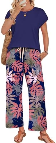 WIHOLL Two Piece Sets for Women Summer Spring Outfits Lounge Sets Beach Vacation Clothes Airport Travel Matching Clothing