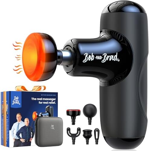 BOB AND BRAD Q2 Plus Mini Massage Gun with Heat, Pocket-Sized Heated Deep Tissue Massager, FSA Portable Muscle Massager Gun, Ultra Small & Quiet Travel Massage Gun for Pain Relief, HSA Eligible