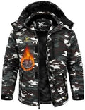 Yufawow Men Winter Jacket Skiing Jacket Insulated Fleece Lined Waterproof Windbreaker for Snowboard Hiking Camping ATV Outdoor Work