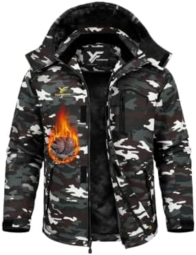 Yufawow Men Winter Jacket Skiing Jacket Insulated Fleece Lined Waterproof Windbreaker for Snowboard Hiking Camping ATV Outdoor Work