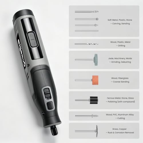 4V Cordless Rotary Tool, 6 Speed 8000-28000RPM, 4000mAh Battery
