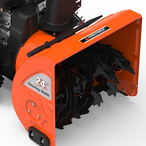 Yard Force YF24-DS21-GSB2 24-Inch Dual-Stage Gas Snow Blower, 208cc Briggs & Stratton Engine, Electric & Manual Start, LED Light, 6-Speed Self-Propelled Drive, 40-ft Throw Distance, Steel Auger