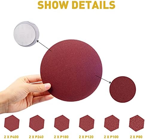 Sanding Belts 4 x 36 Kit, Aluminum Oxide Sanding Belts, Sander Belts 4x36 80-400 Grits 10 Pack and 6 Inch No-Hole Self Stick Oxide Sanding Disc Paper 80-400 Grits 12 Pack (22 Pcs)