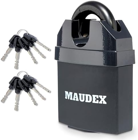 Maudex® MDL60 High Security Padlock for Outdoor Use - [10 Keys] - [Anti Drill, Anti Pick Cylinder] - Ideal Lock for Storage Unit, Shed, Gate, Container with 0.67” Shackle Clearance