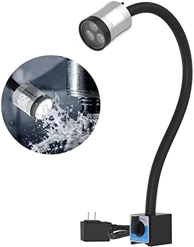 Magnetic Light, Led Machine Light, Magnetic Gooseneck Work Light 900 Lumens 120 Volt IP66 Water Proof Lamp for Machine Tools Lathe Milling Drill Press Industrial Workbench Lighting