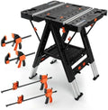 Portable Folding Workbench & Sawhorse 2-in-1, 800 LBS Heavy Duty