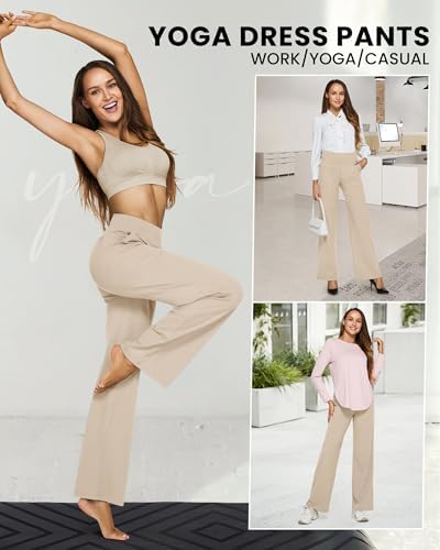 G4Free Yoga Pants for Women Wide Leg Pants with Pockets High Waisted