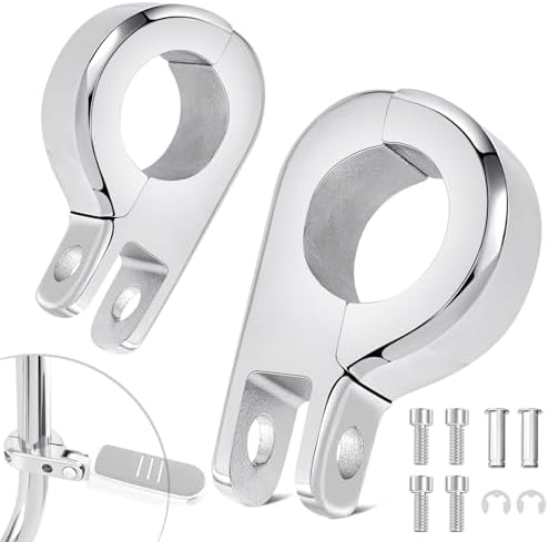Benlari Highway Pegs P-Clamp Mount Kit, A3 Steel Motorcycle Foot Pegs Fit for 1" & 1.25'' Crash Bars Foot Bracket Clamp Compatible with Harley Touring Electra Road King Road Glide(Chrome)