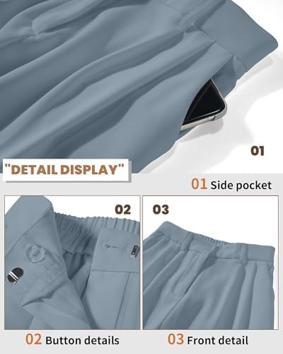 KICZOY Women Casual Wide Leg Dress Pants High Waist Lightweight Flowy Pants