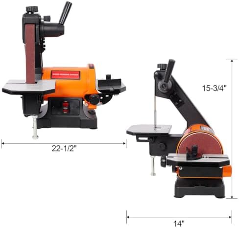 1" x 30" Belt Sander with 5" Disc Sander Combo, Benchtop Belt Disc Sander with Adjustable Work Table, Dual Dust Ports & Quick Release Lever for Woodworking Metal Grinding
