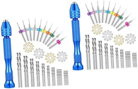 HOMSFOU 152pcs Mini Precision Pin Vise Hand Drill Set for Woodworking and Projects Includes Bits Chuck for Jewelry Making and Model Crafting