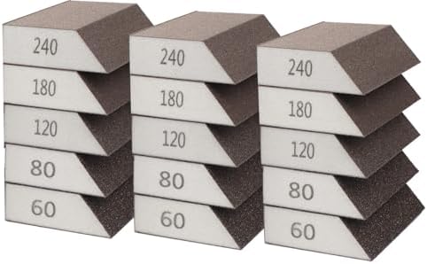 15-Piece Sanding Sponge Set, Washable and Reusable Sanding Blocks, 60 to 220 Grit