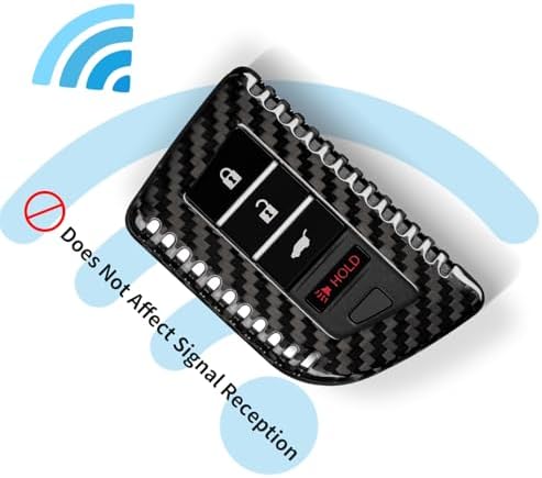 T-carbon Key Fob Cover with Keychain Fits Acura MDX 2023 4 Buttons Smart Remote Keyless Accessories,Real Carbon Fiber Key Case Protector Fits Acura Integra RDX RLX NSX ILX TLX TLX-L CDX 2022-2025