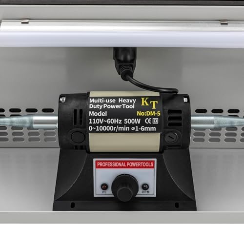 Jewelry Buffer Polisher Machine 500W Jewelry Bench Polisher Dust Collector Infinitely Adjustable Speed Jewelry Polishing and Buffing Machine Tabletop Polishing Machine for Jewelry Aluminum Chrome
