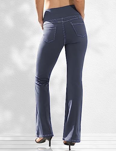 VOOVEEYA Women's Bootcut Leggings - Bootleg Yoga Pants Flare with 4 Pockets