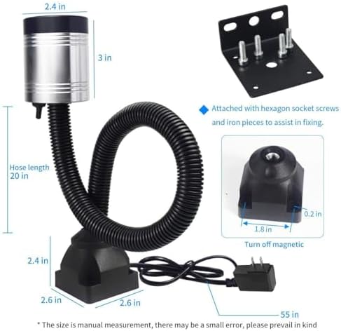 Flexible Work Light, Led Machine Light, Led Flexible Gooseneck Light 900 Lumens with 20inch Flexible Gooseneck 120 Volt for Lathe Workbench Bandsaw and Machine Tool