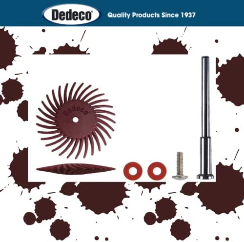 Dedeco Sunburst Radial Bristle Discs 12-Pack - 1-1/2" Curved Knife-Edge - Red 220 Grit (Standard) - Aluminum Oxide for Polishing & Surface Finishing