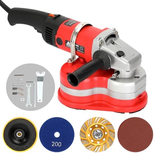 3-Head Electric Diamond Polisher Machine, 8" grinding diameters and 3pcs Diamond Grinding Wheels, 3800W Concrete Grinder for Polishing Stone Concrete Surface, Metal Descaling and Thinset Removing