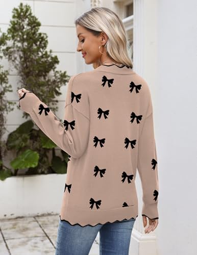 Zeagoo Women's 2026 Fall V Neck Sweater Long Sleeve Lightweight Knit Tops