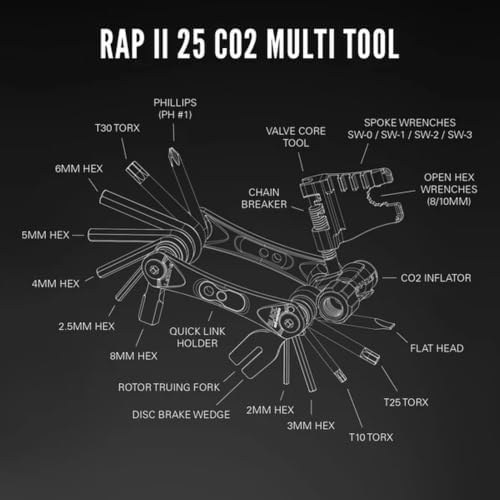 LEZYNE RAP II 25-in-1 CO2 Compact Bicycle Multi-Tool