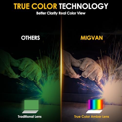Welding Helmet Auto Darkening with Light, Welding Hood True Color Large Viewing, Welding Mask Solar/Battery Powered, Wide Shade 4/5-13 with 4 Arc Sensor, Optical Clarity for TIG MIG ARC Grind