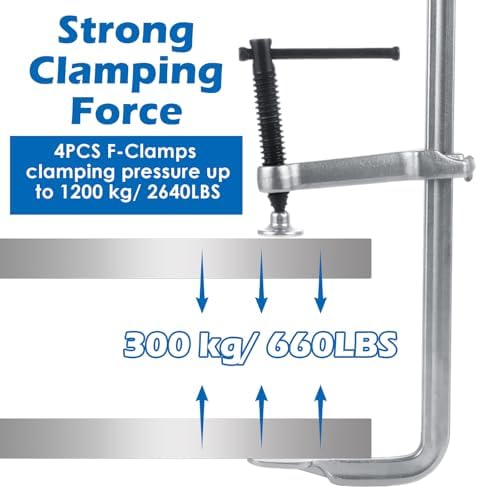 JMIATRY 4PCS F Clamps 12 Inches, Welding Bar Clamps, F-clamps for Welding