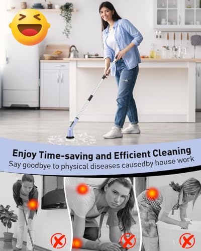 Electric Spin Scrubber for Bathroom, Shower Scrubber with Long Handle