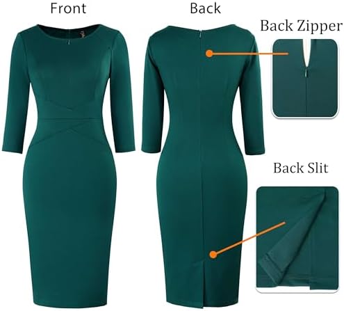 VFSHOW Womens Work Business Office Zipper Up Slim Bodycon Sheath Dress