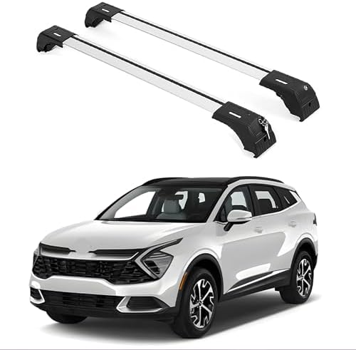 ERKUL Roof Rack Cross Bars for 2023-2026 Kia Sportage SX, SX Prestige, Hybrid EX | Aluminum Crossbars with Anti Theft Lock for Rooftop | Compatible with Flush Rails - Silver
