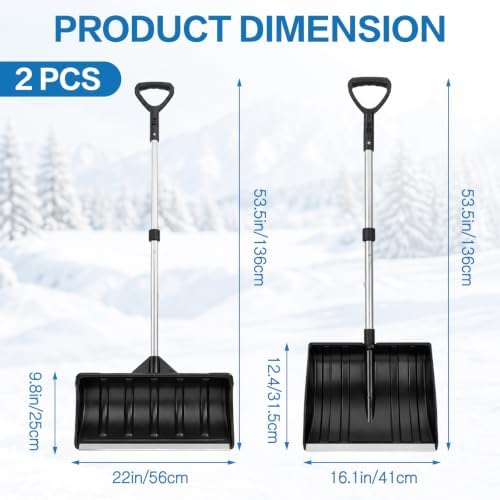 22" Wide Snow Pusher and Snow Scoop Shovel Set