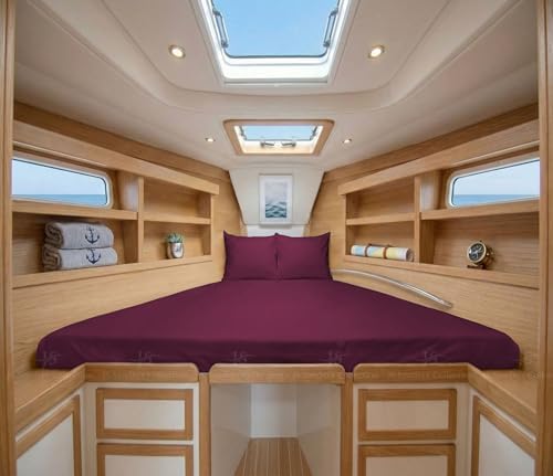 JS Sanders V Berth Boat Sheet 1 Pcs 600 TC Egyptian Cotton, Wine