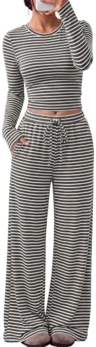 Trendy Queen Women's 2 Piece 2026 Fall Fashion Lounge Set with Pockets