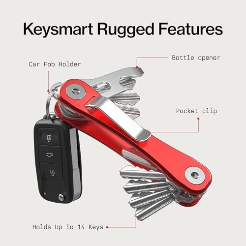 KeySmart Rugged Keychain Multitool Key Holder, Up to 14 Keys