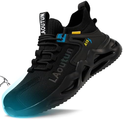 LAoutun Steel Toe Shoes for Men Work Shoes Safety Sneakers Lightweight