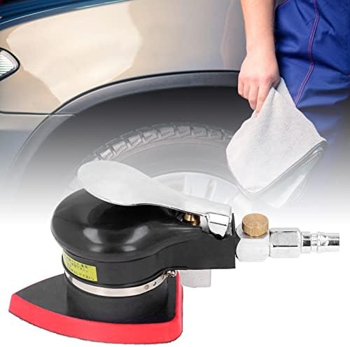 LiebeWH Random Orbital Air Sander, Pneumatic Corner Detail Polishing Tool with Ergonomic Handle 12000 RPM Stainless Steel Rubber Body 102 x 70 mm Pad for Wood Metal