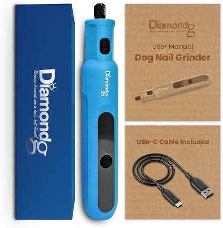 Diamondg Micro Dog Nail Grinder - Quiet Sound with LED Light, Light Blue