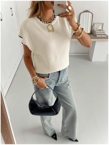 SOLY HUX Women's Short Sleeve Business Casual Sweater