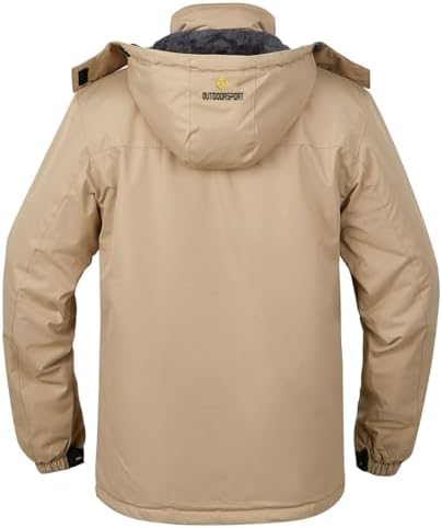 Men's Winter Ski Jacket Warm Fleece Waterproof Outdoor Mountain Hiking Windbreaker Hooded Snow Rain Coat