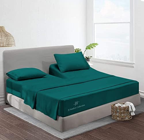 JS Sanders Collection Split Head Sheet Set Cal. King Size,Teal