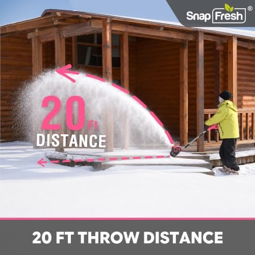 SnapFresh Cordless Snow Shovel, 12 Inch 20V Cordless Snow Shovel with 4000mAh Battery & Fast Charger(Pink)