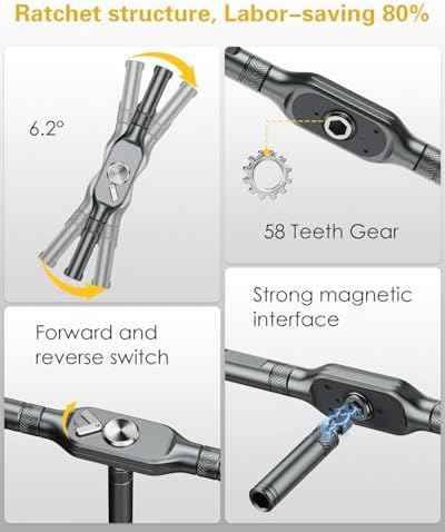 Bomivoi 71-in-1 Magnetic Ratchet Screwdriver Set, T Handle Screwdriver Sets | S2 Steel Bits, Allen Wrench Ratchet Set, Portable Repair Tool Kit for Precision Electronics Home Bicycle DIY Gifts for Father
