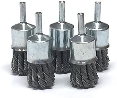Benchmark Abrasives 1 Inch Knot Wire Brush for Drill & Die Grinder, Paint Removal, Cleaning, Deburring - 1/4" Shank, Drill Grinder Attachment (5 Pack) - Carbon Steel