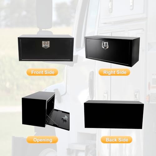 36 Inch Underbody Truck Box Steel Storage Tool Box,36 x 14 x 16 Tool Chest Organizer w/Lock and Keys For Pickup,Truck Bed, RV, Trailer,Heavy Duty Waterproof Black box